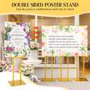 2 Pack Stand Heavy Duty Adjustable Pedestal Sign Holder, Poster Height 4.7 to 83 in for Double-Sided Foam Board Signs with Water-Filled Base for Stability, for Wedding Business Outdoor Events(Gold)