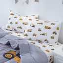 Cokouchyi Twin Size Comforter Set for Boys, 4-Piece Bed in a Bag, 3D Construction Bedding Comforter Sheet Set, Ultra Soft and Fluffy, Cartoon Truck Cars