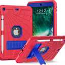 New iPad 5th 6th Generation Case 9.7 inch 2017 2018 Released with Stand & Pencil Holder | Kids Friendly 3-Layer Heavy Duty Rugged Protective Shockproof | Red & Blue