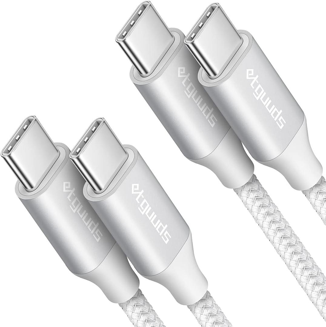 Etguuds White USB C to USB C Cable 3ft, 2-Pack 60W USBC to USBC Cord, Type C to C Charger Cable Fast Charging for iPhone 17 16 15 Pro Max Plus Air, Samsung Galaxy S25 S24 S23, for MacBook/iPad, Pixel