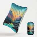 Camping Pillow, Sherpa Lining Travel Pillow Supportive Compressible Lightweight Camp Pillow with Storage Bag for Camping,Hiking,Backpacking,Airplane (Sunset)