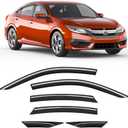 6-PCS Extra-Thick Rain Guards Fit for Honda Civic Sedan 4dr LX 2016-2021 Extra Durable Tape-on Window Rain Guard Window Deflectors Vent Shades Window Visor Vent Visors Exterior