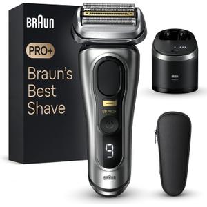 Braun Series 9 PRO+ Electric Razor for Men, 5 Pro Shave Elements & Precision Long Hair Trimmer, 6in1 SmartCare Center, Wet & Dry Electric Razor for Smooth Skin with 60min Battery Runtime, 9567cc (6 Piece Set, Silver)