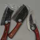 Butcher Knife Set, 3PCS Hand Forged Meat Cleaver, Sharp Serbian Chef Knife & Kitchen Knives & Viking Knives Set for Meat Cutting, Boning Knives for HomeCampingBBQ Gifts Idea Men