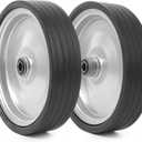 AR-PRO (2-Pack) 10"x2.2" Flat Free Solid Rubber Replacement Tires  10 Inch Solid Wheels for Hand Trucks, Dollies, Utility Carts, and Wheelbarrows with 2.2" Offset and 5/8" Axle Hole