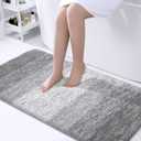OLANLY Bathroom Runner Rugs Mat 44x24, Extra Soft Absorbent Microfiber Bath Rugs, Rubber Backing, Quick Dry, Washable Long Bath Mats for Bathroom, Tub and Shower, Home Decor Accessories, Light Grey