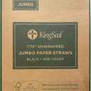 600 Count | Kingseal FSC Certified Disposable Paper Drinking Straws, BLACK, Unwrapped, 7.75 inch Length x 0.6mm diameter, "Jumbo" Size, Biodegradable, Earth Friendly, Bulk Pack - 600 Straws per Box