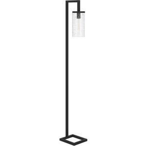 Henn&Hart 67.75" Tall Floor Lamp with Glass Shade in Blackened Bronze/Seeded, Floor Lamp for Home Office, Bedroom, Living Room