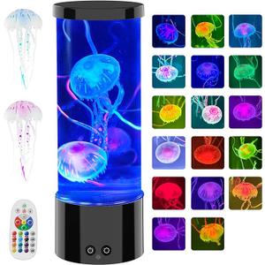 AONESY Jellyfish Aquarium Lamps Large Floating Jelly Fish Light Lamp Tank 17 Colors Changing LED Mood Night Light with Remote for Kids Adults Relax Sensory Table Lamp for Bedroom Home Decor, Black