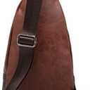 Hebetag Leather Sling Bag Crossbody Backpack for Men Women Travel Outdoor Camping