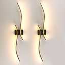 Battery Operated Wall Sconces Set of Two: 2000mAh Remote Control Vanity Lights, Stepless Colors 3000K-6000K & Dimming, Wireless LED Wall Light for Living Room, Hallway, Bedroom, 39.3 Inch (2 Pack)