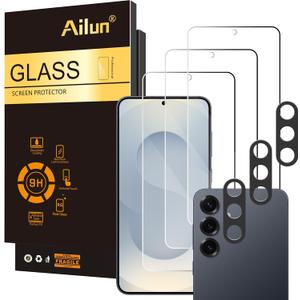 Ailun Glass Screen Protector for Galaxy S25+ / S25 Plus [6.7 Inch] 3Pack+3Pack Camera Lens Tempered Glass Fingerprint Unlock 0.25mm Anti-Scratch Case Friendly Clear-HD[Not for S25/S25 Ultra/S25 Edge] (Transparent)