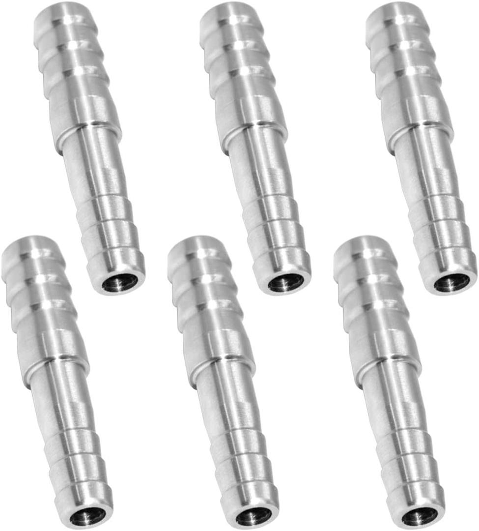JoyTube Hose Barb Reducer 3/8" to 1/4" Barb Hose ID Stainless Steel Reducing Union Fittings Air Water Fuel (Pack of 5)