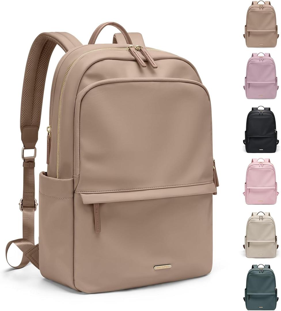 GOLF SUPAGS Women Laptop Backpack Casual Daypack for Work Travel College Backpack Purse Fits 14 Inch Notebook (Champagne)