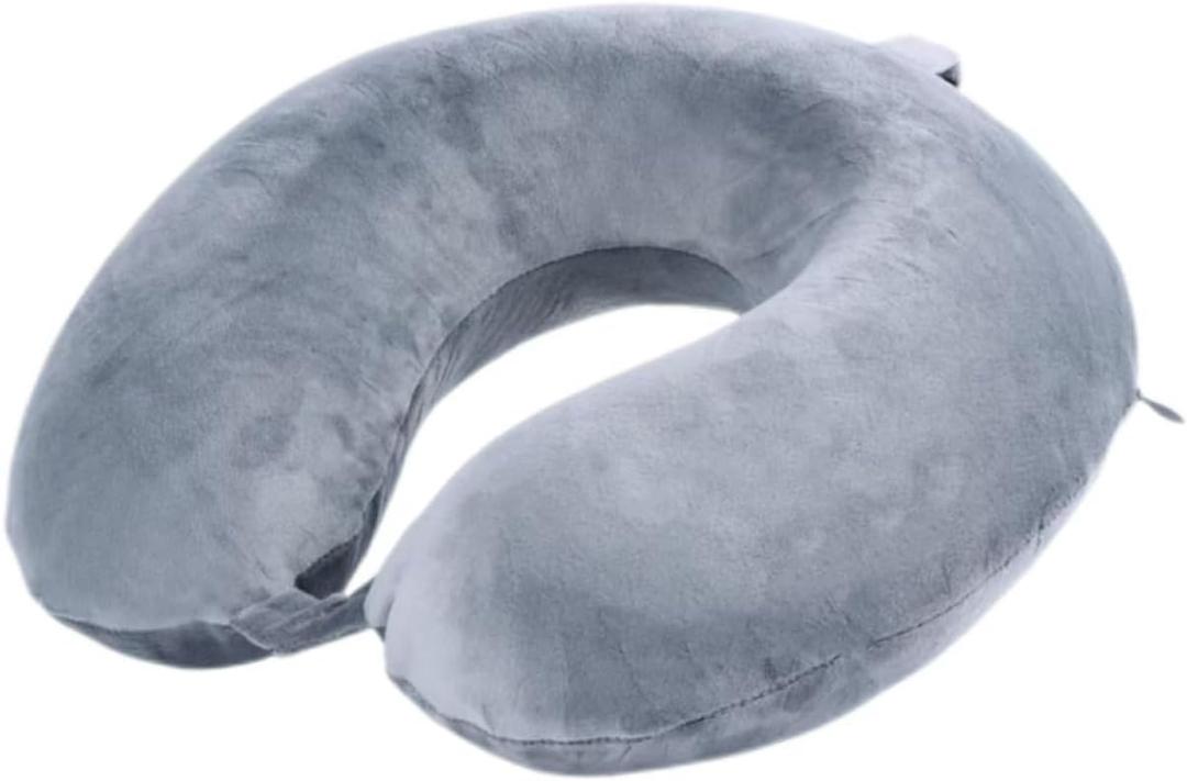 Travel Pillow,100% Pure Memory Foam U Shaped Neck Pillow,Super Lightweight Portable Headrest Great for Airplane, Car,Home,Office,Sleeping Rest (Grey), 30X30X9cm