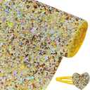 Sparkly Gold Chunky Glitter Fabric Roll 12 x 52 Inch, Shiny Autumn Faux Leather Material for Crafts, Bows, Earrings (18060#5)