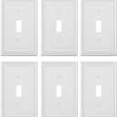 6-Pack Single Toggle Light Switch Cover Plate, Pearls Decorative Switch Plate Covers, Pure White 1 Gang Metal Wall Plate, Corrosion Resistant