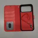 TUCCH 2-in-1 Removable Case Wallet for iPhone 17 Pro Max (6.9") 2025, Detachable Wrist Strap, 4 Card Holders RFID Blocking, Wireless Charging, Stand, Magnetic, PU Leather, Shockproof Folio Cover, Red