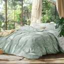 Bedsure Queen Comforter Set - Sage Green Bed Set, 3 Pieces Cute Floral Bedding, 1 Soft Reversible Botanical Flowers Comforter and 2 Pillow Shams (01 - Sage Green)