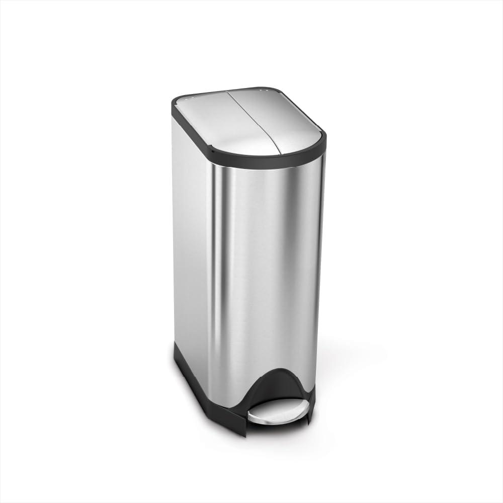 simplehuman 30 Liter / 8 Gallon Butterfly Lid Kitchen Step Trash Can, Brushed Stainless Steel