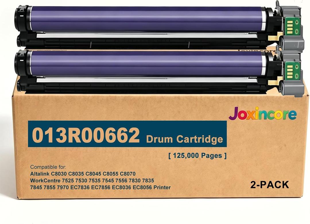 2-Pack 013R00662 7525 Drum Unit Compatible for Xerox 7525 Printer Drum
Fits 7530 7535 7545 7556 7830 7835 7845 7855 7970 EC7836 EC7856 EC8036 EC8056 AltaLink C8030 C8035 C8045 C8055 C8070 Printer