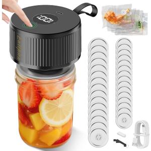 Electric Mason Jar Vacuum Sealer,Upgraded 3-in-1 Handheld Vacuum Sealer for Mason Jars Food Storage Bags & Containers Control,Jars Sealer for Meal Prep Dry Goods & Canning Pickling