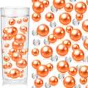 200PCS Orange Faux Pearls Beads for Centerpiece Vases, Vase Filler Faux Pearls, No Holes Filler Beads for Party Anniversary Birthday Wedding Table Decor, 10/14/20/30mm