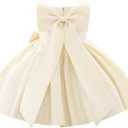 IDOPIP Flower Girl Bowknot Tutu Dress for Kids Baby Princess Wedding Bridesmaid Birthday Party Pageant Baptism Dresses 6M-10T (3-4T, Champagne)