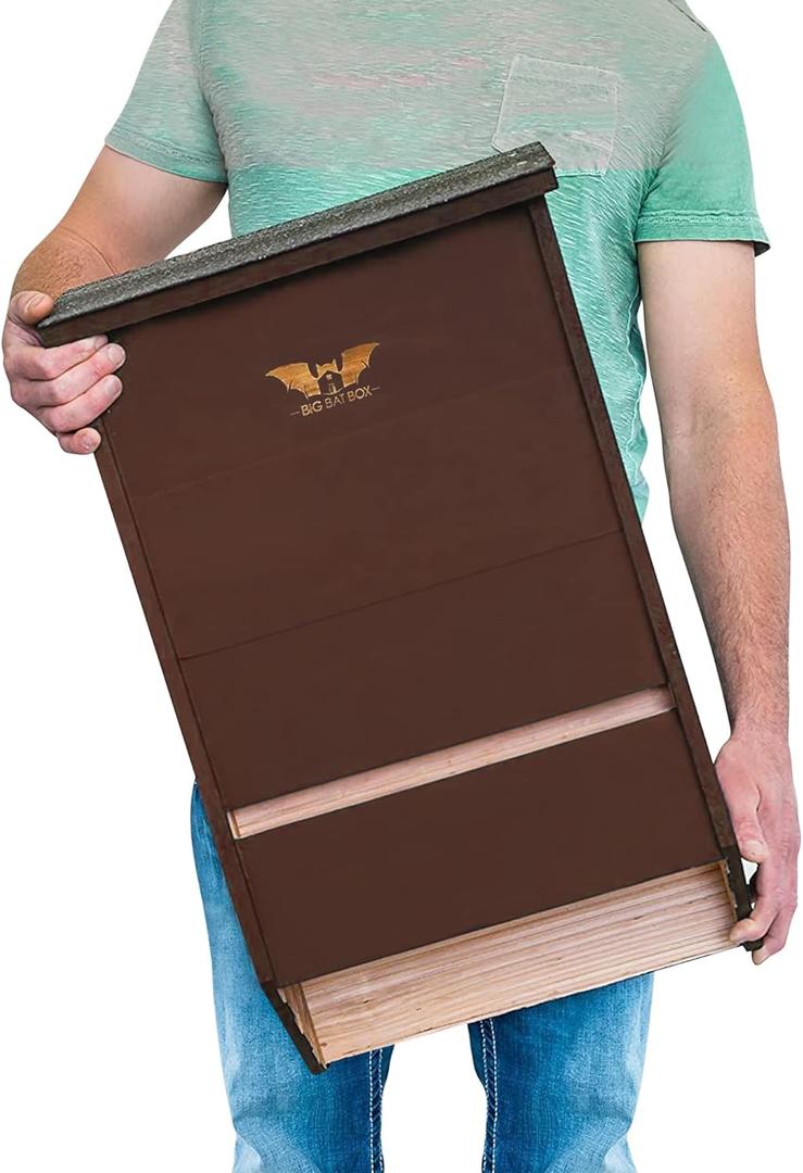 Big Bat Box - Brown, 3 Chamber, Large MTBC Certified Bat House for Outside - Artificial Roost Kit for Wall-Mount or Pole-Mount - Bathouse for Outdoors