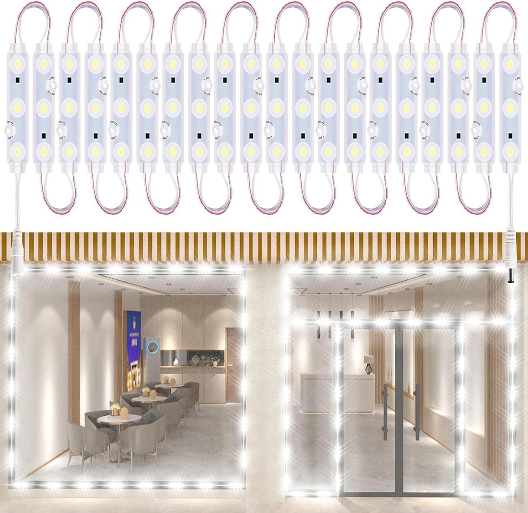 LED Window Lights Led Modules Waterproof Storefront Lights Business Decorative Light for Advertising LED Signs Business Store12V 5050 20FT White (2 Packs)