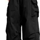 Boys Cargo Pants Waterproof Quick Drying Drawstring Hiking Pants 6-14 Years (11-12 Years, Blcak)
