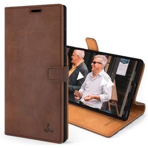 Snakehive Samsung Galaxy S22 Ultra Leather Case | Genuine Leather Wallet Phone Case with Card Holder | Flip Folio Case/Cover with Stand | Compatible with Samsung Galaxy S22 Ultra | (Brown)