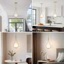 Gold Pendant Lights with Milky White Globe Glass Pendant Lights Kitchen Island Adjustable Mid Century Hanging Pendant Light Fixtures for Kitchen Dining Room Entryway, 1 Pack