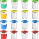 16 PCS No Spill Paint Cups with Lids 4 Colors, Arts and Crafts Supplies for Classrooms, Ultimate Paint Containers with Funnel-Shaped Lid