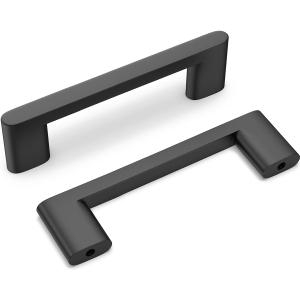 homdiy 10 Pack Matte Black Cabinet Pulls 3-3/4 inch Hole Center Kitchen Drawer Handles for Dresser Cupboard Living Room