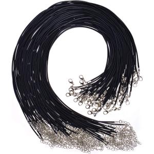 Selizo 100Pcs Necklace Cord for Jewelry Making, Black Waxed String Bracelet Making Supplies