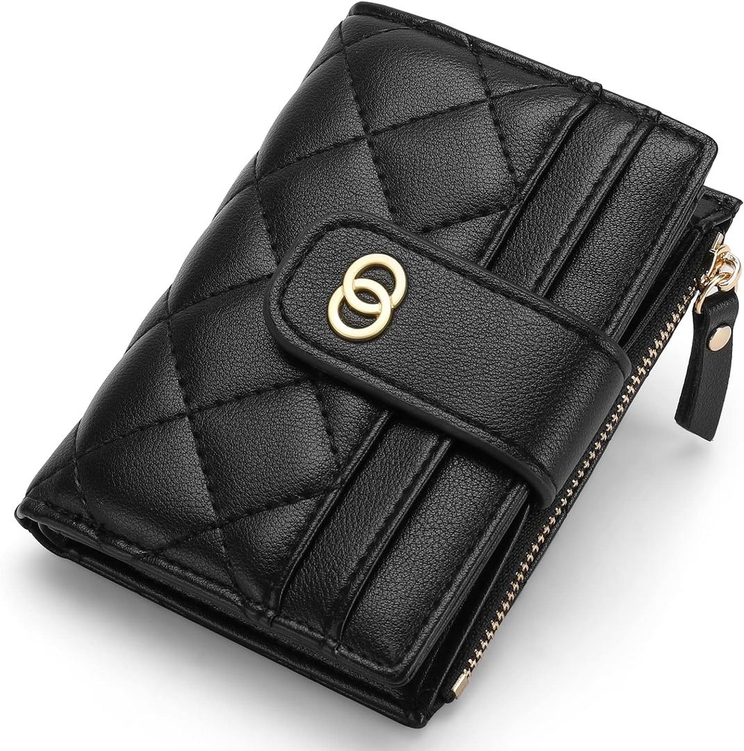 GAEKEAO Small Wallet for Women Slim Bifold Leather Credit Card Holder Wallets Zipper Pocket Coin Purse with ID Window