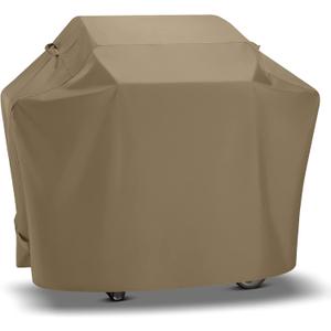 SunPatio Grill Cover 48 Inch for Outdoor Grill, Heavy Duty BBQ Cover with Waterproof Sealed Seam, FadeStop Material, All Weather Resistant Compatible for Weber CharBroil Nexgrill and More, Taupe