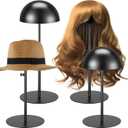 Sintuff 4 Pack Metal Hat Display Stands 12.6-20.5inch Adjustable Hat Holder Wigs Head Stand Anti-rust Non-slip Stainless Steel Metal Rack for Multiple Hats Storage Wig Styling Practice(Black)