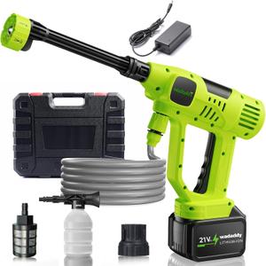Cordless Pressure Washer, 900PSI Portable Power Washer with 3.0 Ah Battery, 6-in-1 Nozzle, 10 Speed Adjustment/Battery Level Display, Portable Pressure Washer for Car/Garden/Floor/Yards (Green)