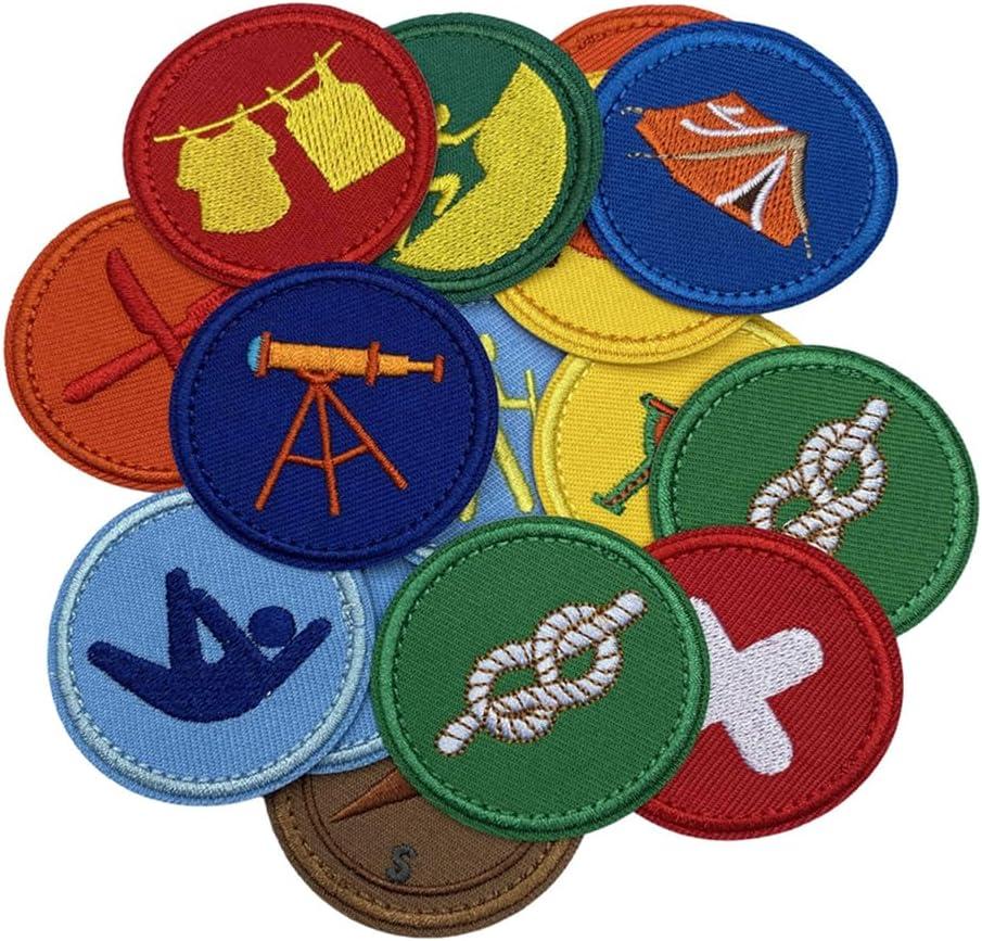 2 x 16 Pieces Scout Wildness Exploring Fire/Hiking/Climbing/Swimming/Telescope/Compass Style Sew on Iron on Decorative Patch