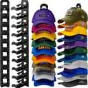 2 Pack Hat Organizer for Baseball Caps, Hat Rack for Wall Hold Up to 20 Hats, Hat Holder with Strong Adhesive and Screws, Hat Organizer Wall Mounted Hat Hanger Display for Door Closet Bedroom(B-Black)