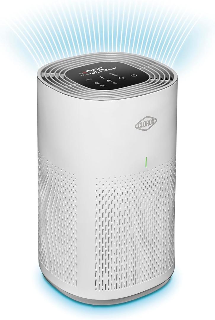 Clorox Air Purifiers for Home, True HEPA Filter, Medium Rooms Up to 1,000 Sq Ft, Removes 99.9% of Mold, Viruses, Wildfire Smoke, Allergens, Pet Allergies, Dust, AUTO Mode, Whisper Quiet (Medium Rooms Up to 1,000 Sq Ft)