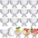 Nuenen Set of 12 Glass Ice Cream Cups 5.1oz Tulip Clear Glass Dessert Cups Bowls Footed Dessert Cups Parfait Glasses Small Trifle Dish for Fruit Salad Milkshake Sundae Snack Cocktail Condiment Party