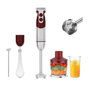 MegaWise 5-in-1 Immersion Hand Blender Set with Variable Speed, 400W, Stainless Steel - Includes Chopper, Whisk, Milk Frother, and Beaker - Ideal for Soups, Smoothies, Baby Food & More (RED)