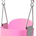 Take Me Away Pink Swing Seat - Heavy Duty High Back Full Bucket Toddler Swing Seat Chain Plastic Coated Baby Swing Outdoor - Playground Swing Set Accessories Replacement, Pink 