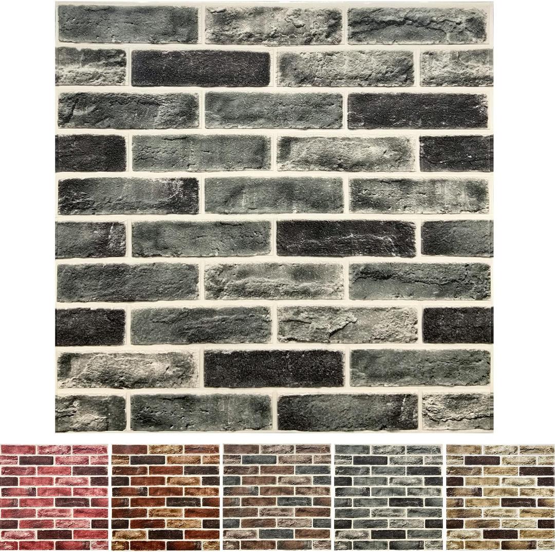 10-Pack 52 Sq.Ft 3D Wall Panels Peel and Stick 3D Faux Brick Wallpaper Peel and Stick Grey Faux Stone Wall Panel Foam Brick Self-Adhesive 3D Wallpaper