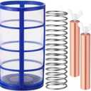 Qualirey 5 Pcs Copper Anode Replacement Kit Solar Pool Replacement Including Copper Anode Basket Screen Spring and Screw for Solar Pool, Reduces Chlorine 4.13 x 0.71 Inch Threaded M6 (Blue)