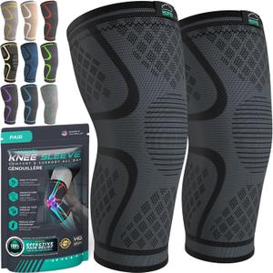 Modvel Compression Knee Brace for Women & Men - 2 Pack Knee Brace for Women Running Knee Pain, Knee Support Compression Sleeve, Workout Sports Knee Braces for Meniscus Tear ACL & Arthritis Pain Relief (XX-Large)