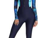 Women Rash Guard Long Sleeve One Piece Swimsuit Surfing Bathing Suit Athletic Swimwear L